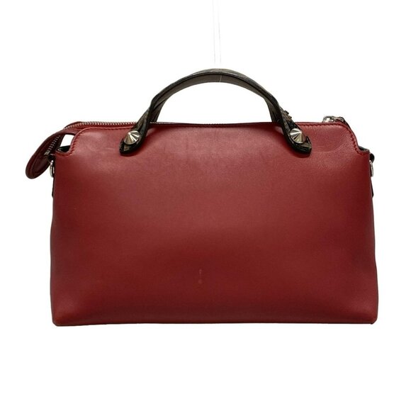 Auth FENDI By The Way 8BL124 Red Brown Black Leather Handbag - Picture 2 of 16